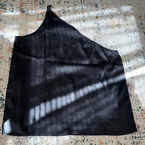 Black Silky One Shoulder Tank